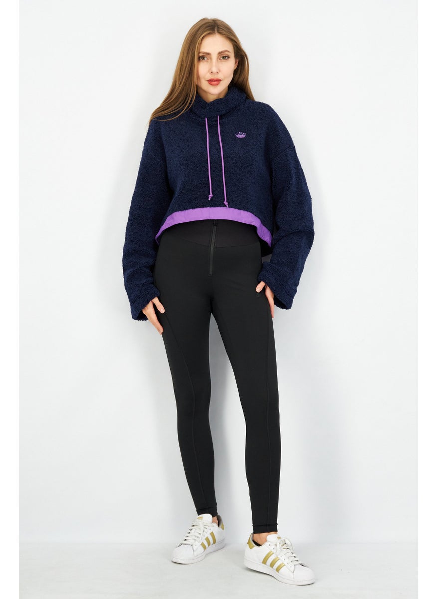 adidas Originals - Women Sportswear Fit Long Sleeve Cropped  Sweatshirt, Navy Blue - Image 1