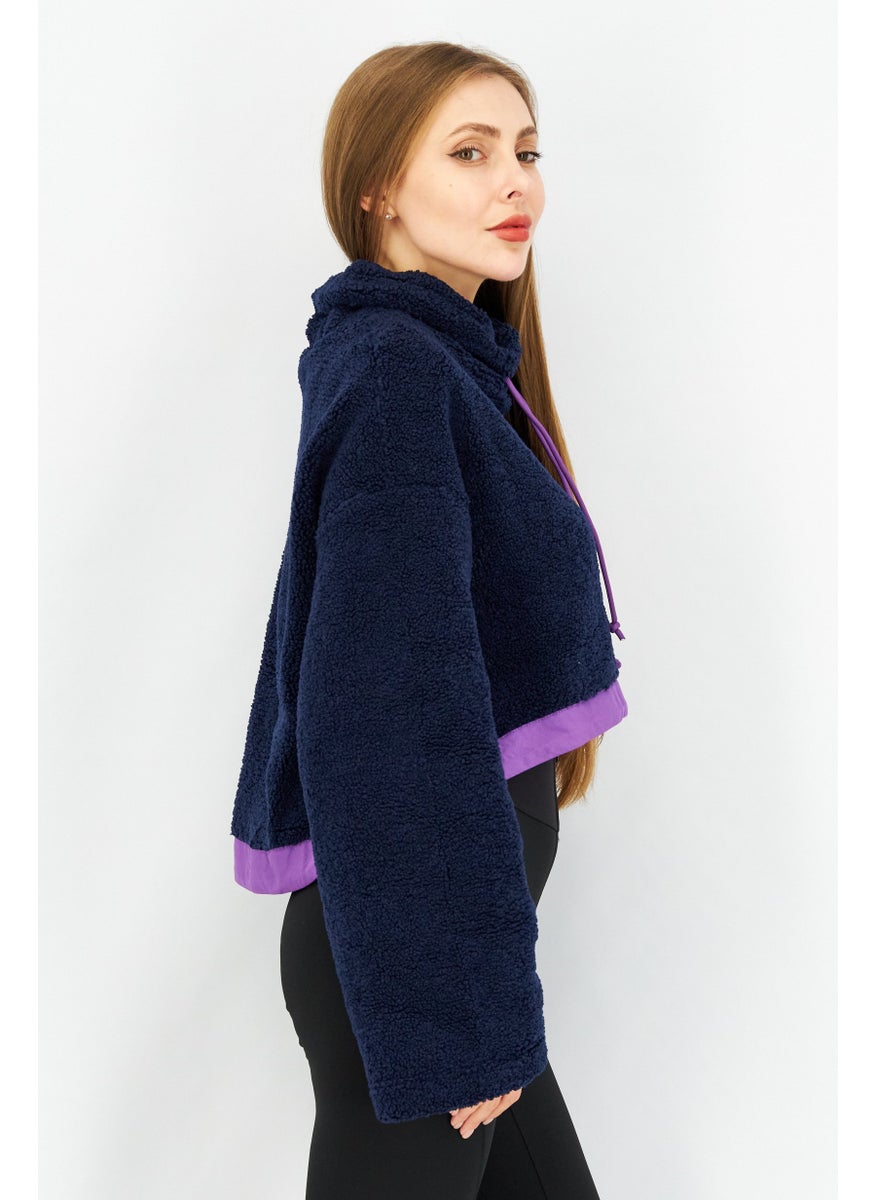 adidas Originals - Women Sportswear Fit Long Sleeve Cropped  Sweatshirt, Navy Blue - Image 1