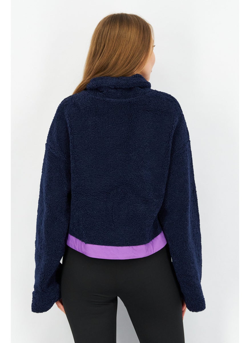 adidas Originals - Women Sportswear Fit Long Sleeve Cropped  Sweatshirt, Navy Blue - Image 1