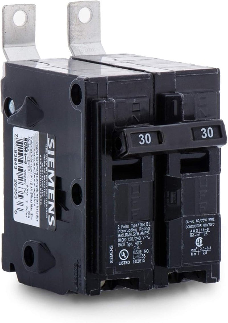 Siemens B230 PanelboardBoltOn Mount Type BL Low Tab Molded Case Circuit Breaker 2Pole 30 Amp 120240 Volt AC