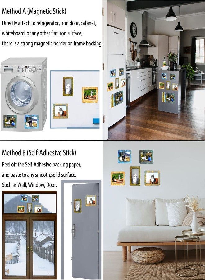 LAGIPA 4x6 Magnetic Picture Frame for Refrigerator/Home/Office/Wall, Magnetic Photo Display Frame, Fridge Magnets, Retro Style Magnet Board Decor, Magnet & Self-adhesive 2 Stick Way(5Pack) - Image 5