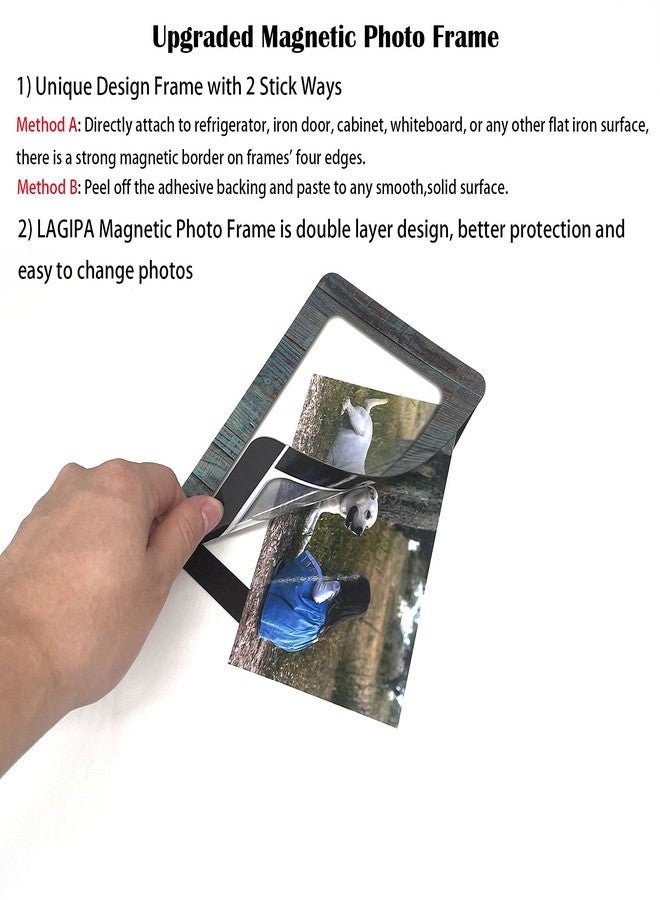 LAGIPA 4x6 Magnetic Picture Frame for Refrigerator/Home/Office/Wall, Magnetic Photo Display Frame, Fridge Magnets, Retro Style Magnet Board Decor, Magnet & Self-adhesive 2 Stick Way(5Pack) - Image 4