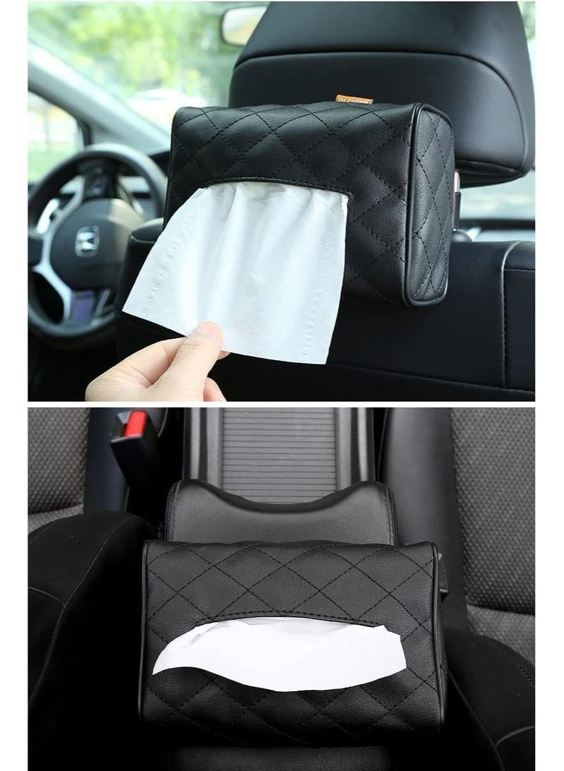 2 Packs Car Tissue Holder, Generic Car leather tissue holder for car back seat headrest hanging tissue boxes holder case multi-use car tissue paper holder - for Cars/Trucks/SUVs (Ergonomic Design, Easy Installation) - Image 3