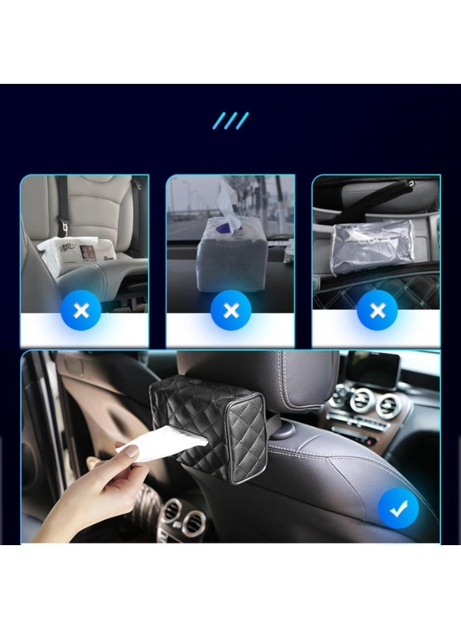 2 Packs Car Tissue Holder, Generic Car leather tissue holder for car back seat headrest hanging tissue boxes holder case multi-use car tissue paper holder - for Cars/Trucks/SUVs (Ergonomic Design, Easy Installation) - Image 5