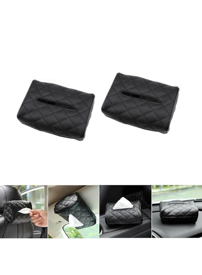 2 Packs Car Tissue Holder, Generic Car leather tissue holder for car back seat headrest hanging tissue boxes holder case multi-use car tissue paper holder - for Cars/Trucks/SUVs (Ergonomic Design, Easy Installation) - Image 1