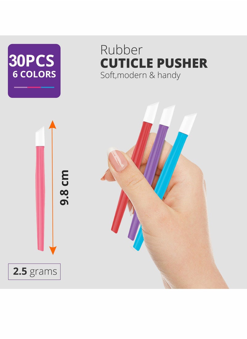 SYOSI - Nail Cuticle Pusher, Trimmer with Rubber Tip Plastic Handle, Manicure Cleaning Tool Unisex, 6 Colors (30Pcs) - Image 1