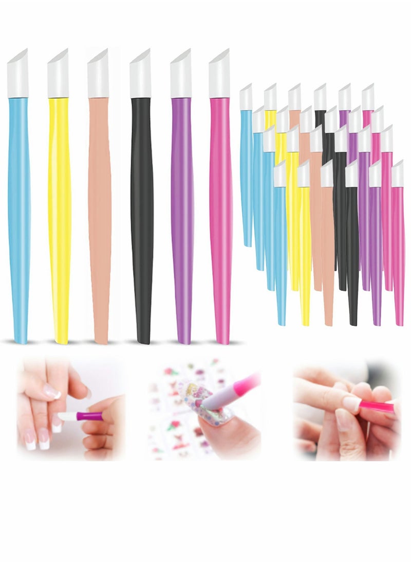 SYOSI - Nail Cuticle Pusher, Trimmer with Rubber Tip Plastic Handle, Manicure Cleaning Tool Unisex, 6 Colors (30Pcs) - Image 1