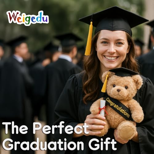 WEIGEDU Graduation Gift Teddy Bear Stuffed Animal Plush Toy with Cap, Sash & Diploma, Graduation Gift for Kids, Students, Boys & Girls, 12 Inch - Image 2