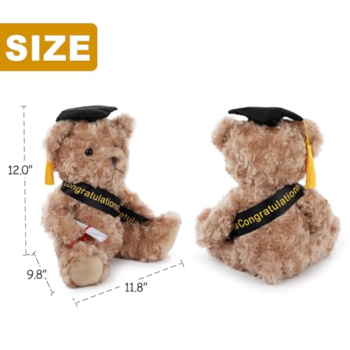 WEIGEDU Graduation Gift Teddy Bear Stuffed Animal Plush Toy with Cap, Sash & Diploma, Graduation Gift for Kids, Students, Boys & Girls, 12 Inch - Image 4