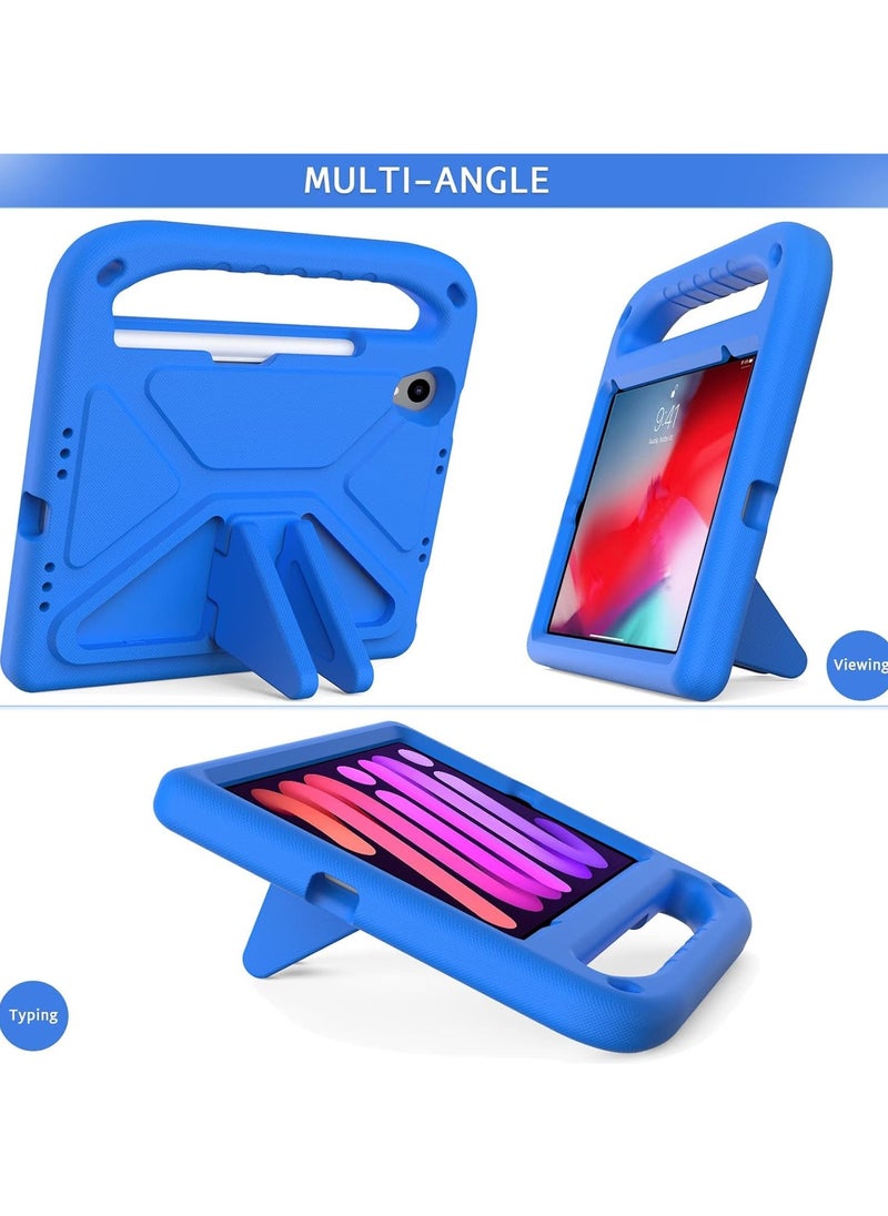 VKL - Cover Case Compatible with iPad mini 6 Case 8.3 Inch, Kids Case for iPad mini 6th Generation, EVA Foam Protective Shockproof Handle Cover Stand Case for iPad Mini 6 8.3" 2021 (Blue) - Image 1