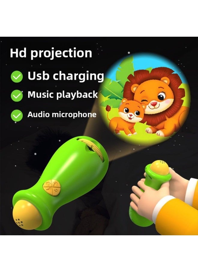 Generic - Children's Projector Story Machine Luminous Toy Theater Baby Bedtime Audio Early Education Flashlight Starry Sky-Color:Blue Projection Flashlight-single Function-Specification:128 Projection Patterns In Total - Image 1