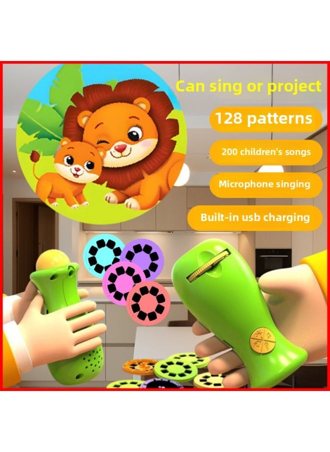 Generic - Children's Projector Story Machine Luminous Toy Theater Baby Bedtime Audio Early Education Flashlight Starry Sky-Color:Blue Projection Flashlight-single Function-Specification:128 Projection Patterns In Total - Image 1