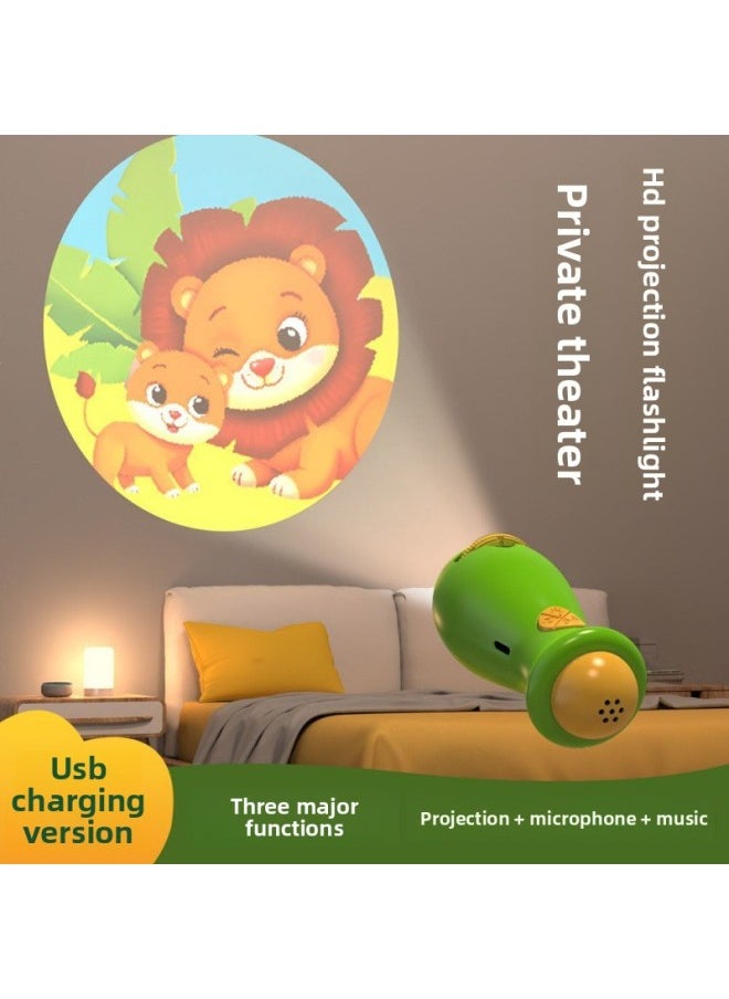 Generic - Children's Projector Story Machine Luminous Toy Theater Baby Bedtime Audio Early Education Flashlight Starry Sky-Color:Blue Projection Flashlight-single Function-Specification:128 Projection Patterns In Total - Image 1
