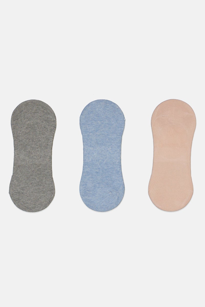Kathy Ireland Women 3 Pairs Solid Invisible Socks, Multicolor - Image 3