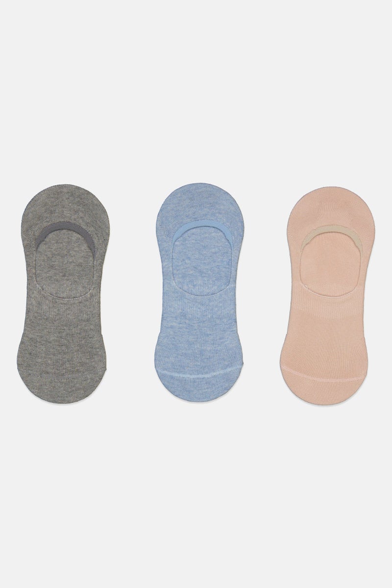 Kathy Ireland Women 3 Pairs Solid Invisible Socks, Multicolor - Image 2