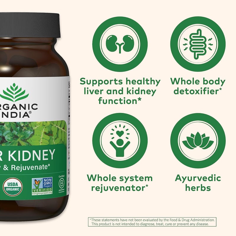 Organic India Liver Kidney Support Herbal Supplement | Detox, Metabolism & Blood Cleansing, 90 Veg Capsules - Image 4