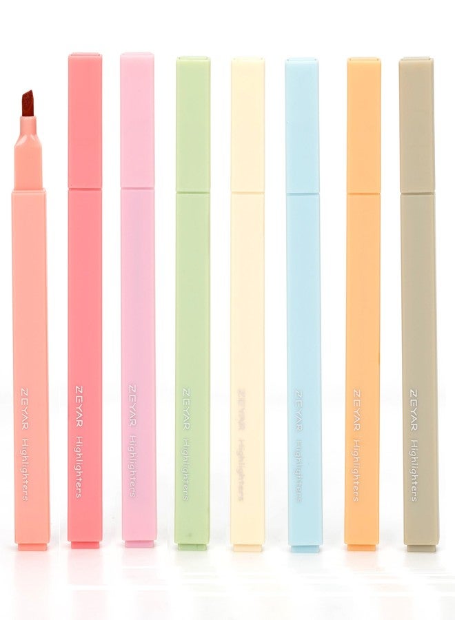 ZEYAR Aesthetic Cute Highlighter Pens, Cream colors, Chisel Tip, Water Based, Quick Dry, No Bleed for bible, four seasons color series (8 Autumn Colors) - Image 1