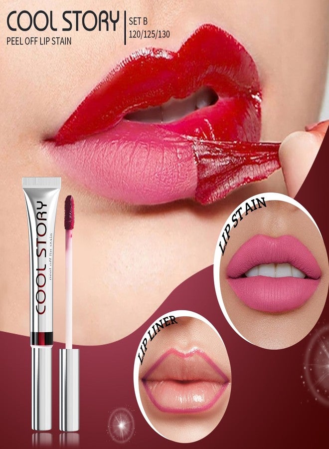 BAISEN DIARY 3Pcs Peel-Off Lip Stain & Lip Liners Set - Waterproof, Long-Lasting, Smudge-Proof, Transfer-Proof, Semi-Permanent Matte Lip Tint for All-Day Wear - Hydrating & Kiss-Proof Lip Color (Set B, 3Pcs) - Image 5