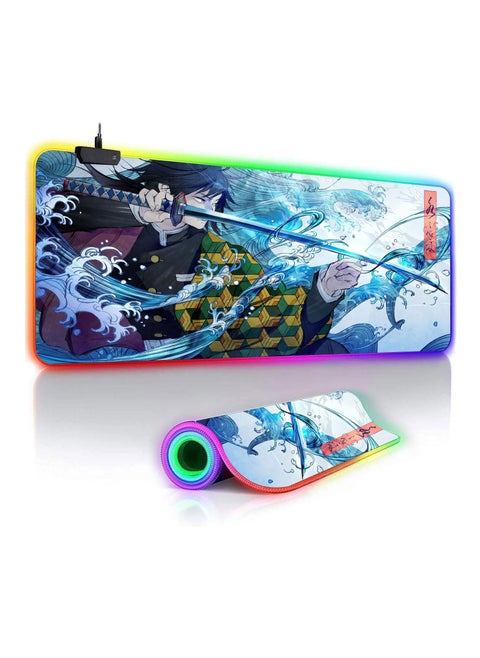 Gaming RGB Mouse Pad Anime Custom Desk Pad,Mousepad with Non Slip Rubber Base and Stitched Edges Mouse Mat,Portable Desk Mat for Office & Gaming, 31.5X11.7 inches