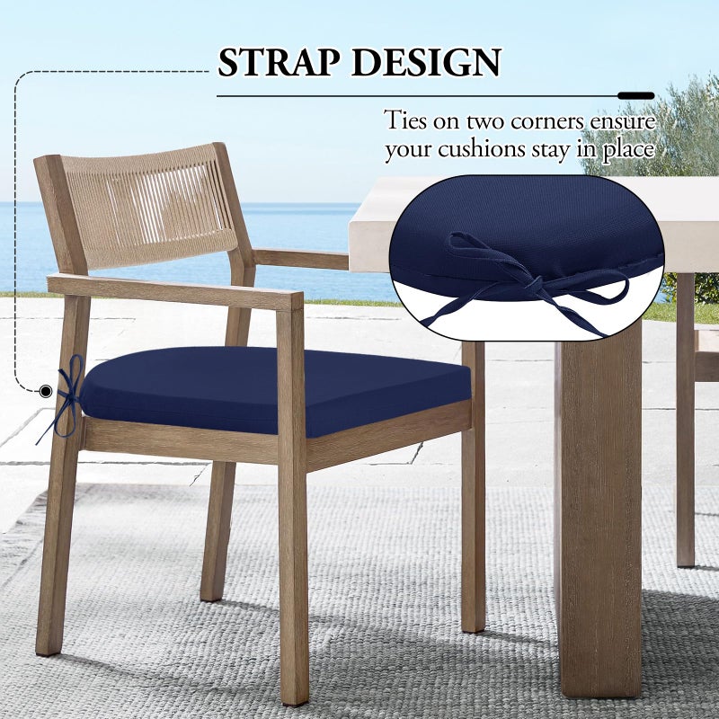 Wellsin Outdoor Chair Cushions for Patio Furniture - Patio Chair Cushions Set of 4 - Water Resistant Round Corner Outdoor Seat Cushions 17"X16"X2", Navy - Image 5