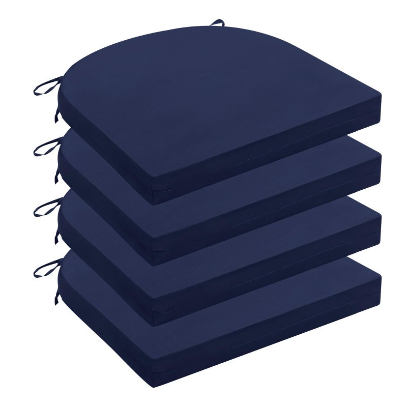 Wellsin Outdoor Chair Cushions for Patio Furniture - Patio Chair Cushions Set of 4 - Water Resistant Round Corner Outdoor Seat Cushions 17"X16"X2", Navy - Image 1