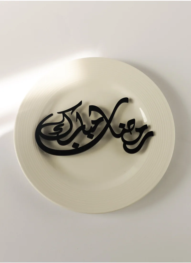 LOWHA Set of 4 Acrylic Plate Decorations with Ramadan Mubarak Design