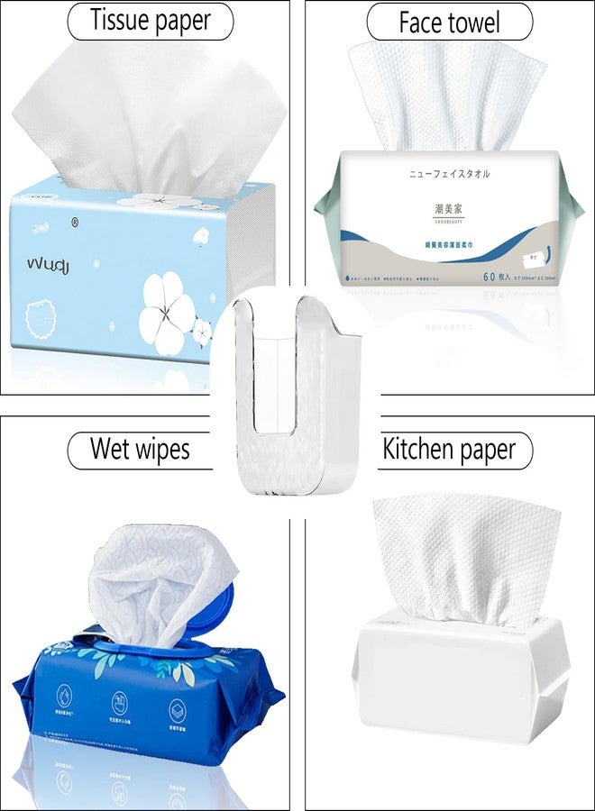 Xanadued Kitchen Wipes Storage, Flushable Wipes Holder for Bathroom, Wall-Mounted Tissue Box, Non-Slip Flushable Wipes Holder, Wipe Container, Wipes Dispenser for Kitchen Bedroom Bathroom, White - Image 3