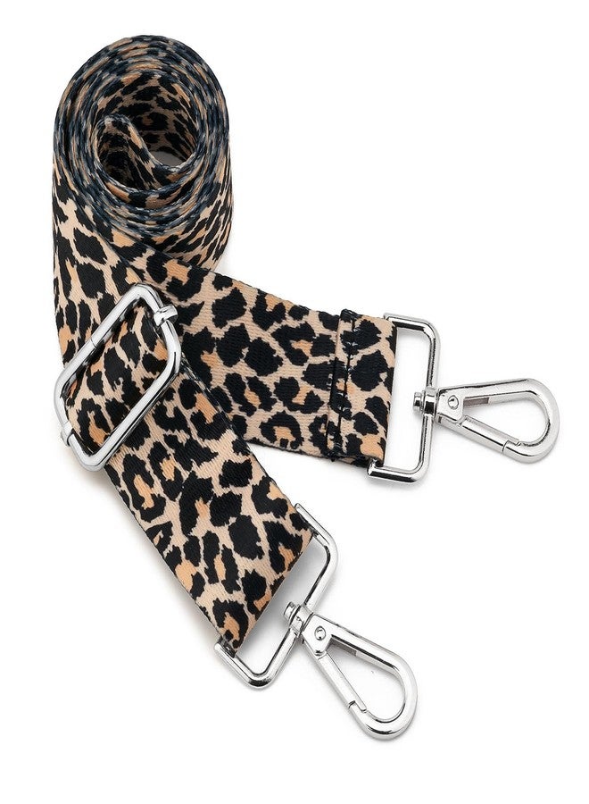 ZOOEASS Silvery Buckles Wide Shoulder Strap Adjustable Replacement Belt Guitar Style Crossbody Bag Handbag Strap Multicolor Canvas Straps(Wide:1.4in,Long:49.2in) (Leopard2) - Image 1