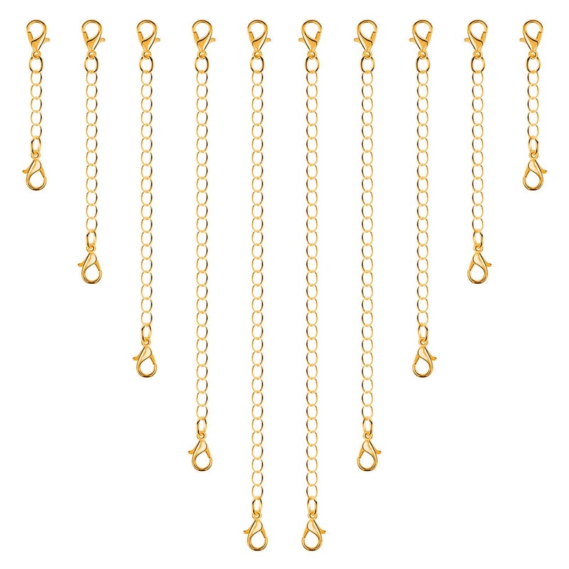 anezus Chain Extenders for Necklaces 10pcs Gold Jewelry Extenders for Necklaces Stainless Steel Chain Extenders for Necklace Bracelet and Anklet Assorted Sizes