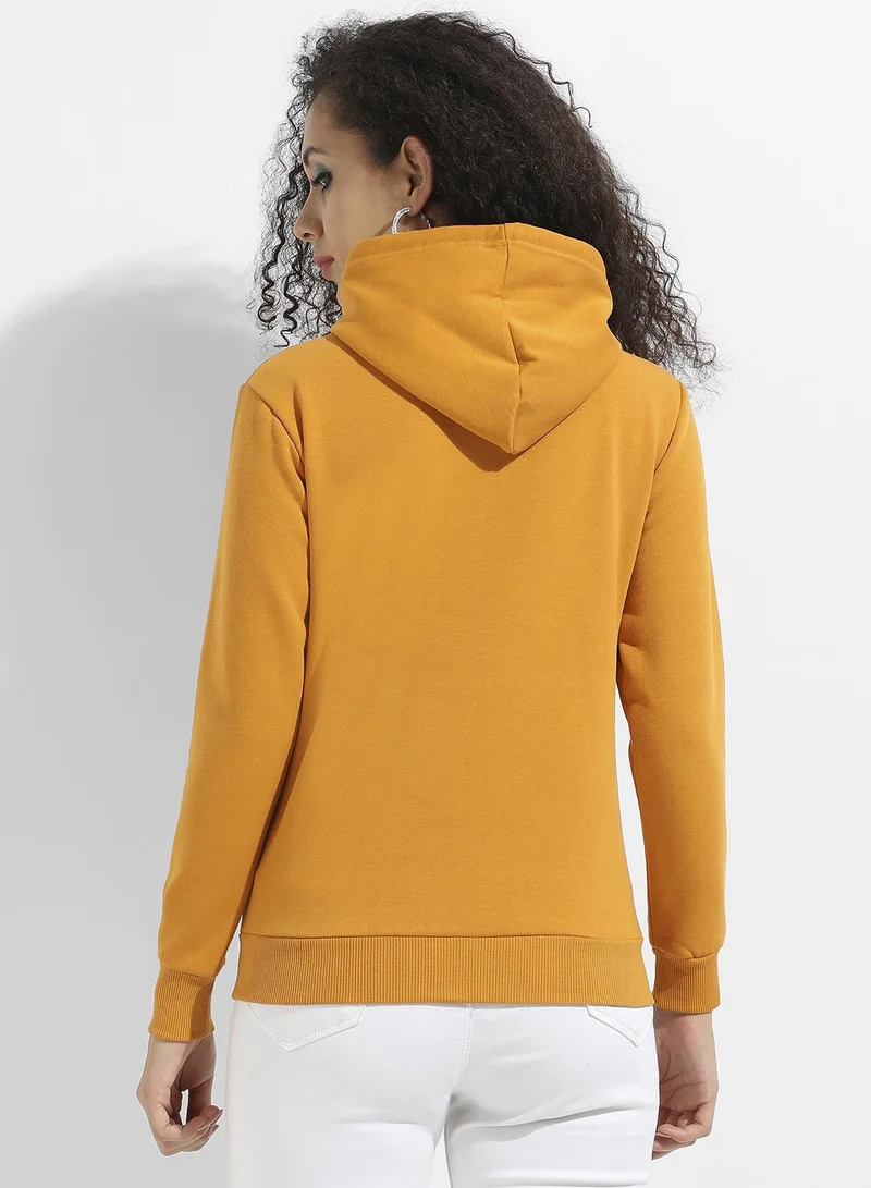 Pinacolada  Women's Mustard Yellow Pullover Hoodie With Kangaroo Pockets for Women | Best Price UAE