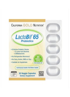 California Gold Nutrition LactoBif 65 Probiotics 65 Billion CFU 30 Veggie Capsules  - Image 1