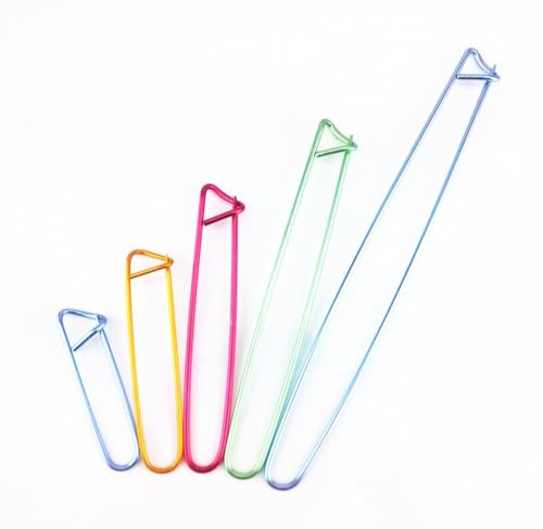 yueton 5pcs Colorful Aluminum Yarn Stitch Holder Crochet Hooks Knitting Needle Stitch Holders - Image 1