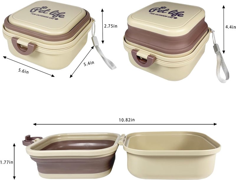cermug Collapsible Travel Dish Travel Dog Bowl 2-in-1 Pet Food and Water Feeder Bowl for Small Dogs Food Container with Lid BPA Free Suitable for Walking, Traveling, Camping, and Hiking（Beige） cermug - Image 5
