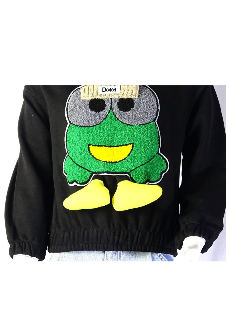 SHELTERE "Turkish made Girls' sweatshirt with long sleeves in black with a beautiful design from the Shelter 35635 collection." - Image 5