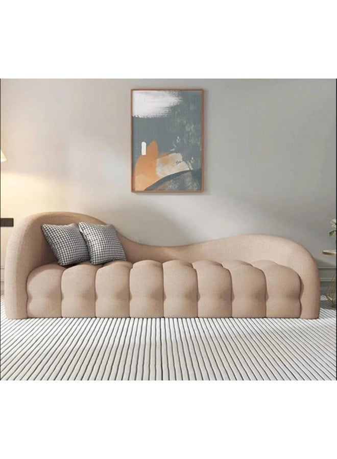 Zayn comforts Curved Design Wool Fabric 3 seater Sofa Set  Modern Elegance & Comfort (Light Brown, 170cm) - Image 1