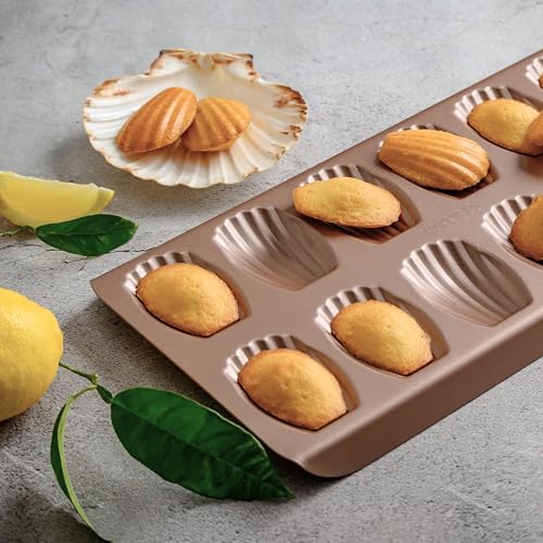 HAPPIELS Non Toxic Nonstick Madeleine Pan 12 Well Set of 2 (24 wells) | Non Stick Nontoxic Madeleines Pans for baking | Madeleine Cake Cookie Mold | Madeleine tray for oven | French tin 12 - Image 3
