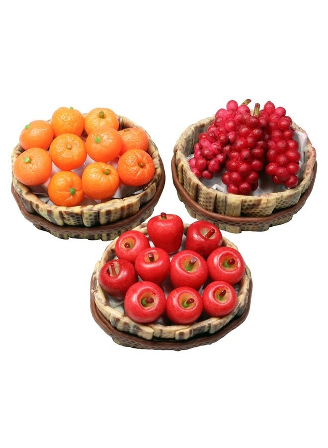ThaiHonest Realistic Red Apple,Orange and Grapes Fruit Basket Figurine Miniature Dollhouse Accessory,Perfect DIY Dollhouse Food Dollhouse Kitchen Miniature. - Image 1