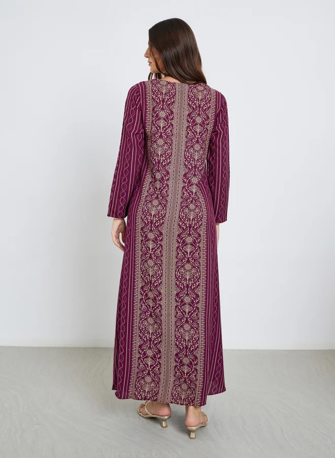 Maxim Creation Maxim Creation Gold Thread Embroidery Jalabiya with All Over Print