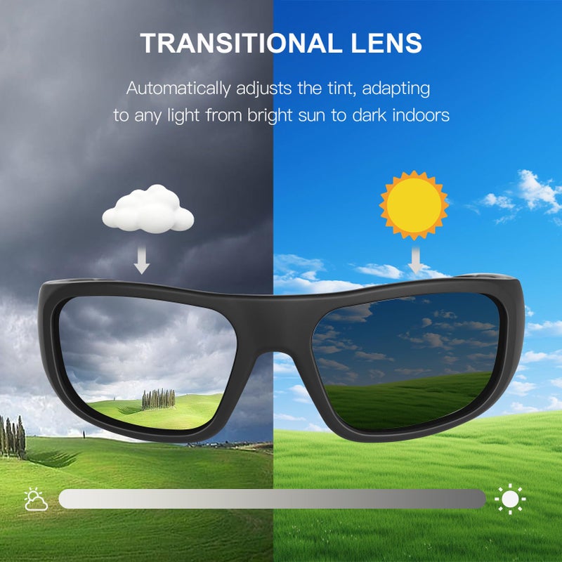 OhO sunshine نظارات أوه أو الذكية، نظارات شمسية قطبية مع مكبر صوت بلوتوث، حماية من الأشعة فوق البنفسجية للرياضة/الخارج وتحكم صوتي، للجنسين (عدسة انتقالية) - Image 4