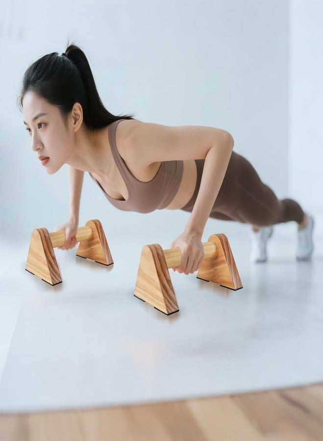 BESTWEI 1 Pair Wood Parallettes Bars Pushup Handles for Men - Calisthenics Equipment Push Up Bars, Gymnastics Handstand Training Planche Bar, Handstand Blocks - Image 5