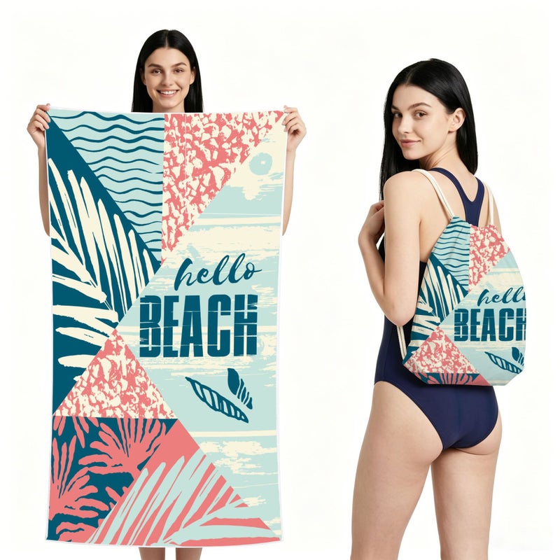Multifunctional printed bath towel can be converted into portable backpack bag. Soft absorbent fabric, lightweight and easy to carry, great for beach, swimming and travel.