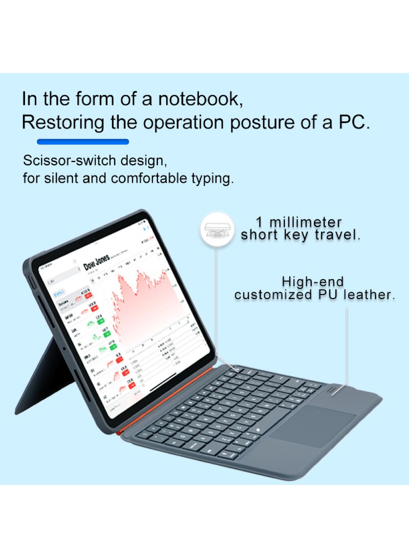Rock Pow Case with Keyboard, Ultralight Keyboard for iPad Air 11 inch M3 2025/Case for iPad Air 11 inch M2 2024 and iPad Air5 10.9 inch 2022/Air4 10.9 inch 2020 Gen with Pencil Holder Clear Transparent Slim Stand Auto Wake/Sleep,Cover for air 5th/air 4th 10.9inch 2022/2020,air 6th/air 7th 11inch 2025/2024 - Image 3