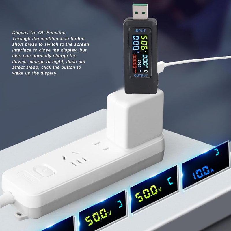 Chrees USB Multifunctional Tester, IPS LCD Display Digital Voltage Current Power Capacity Meter with Real Time Detection for Electronic Devices 5-36V - Image 4