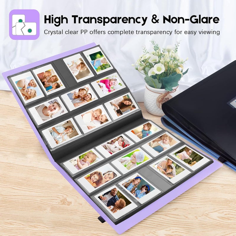 Veicevol 560 Pockets Photo Album for Fujifilm Instax Mini Camera, Album for Polaroid Photo, Photo Album for Fujifilm Instax Mini 12 11 9 40 90 8 Evo LiPlay Instant Camera (Purple) - Image 3