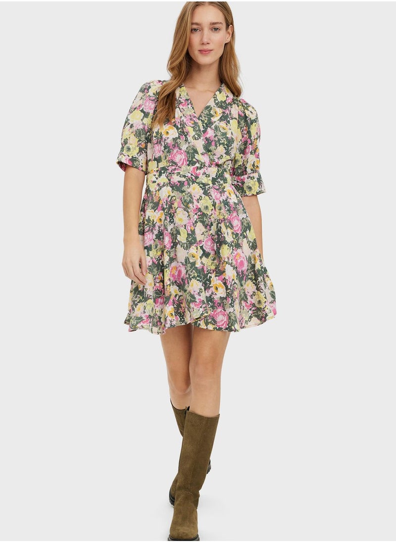 VERO MODA - Floral Print Button Detail Shirt Dress - Image 1