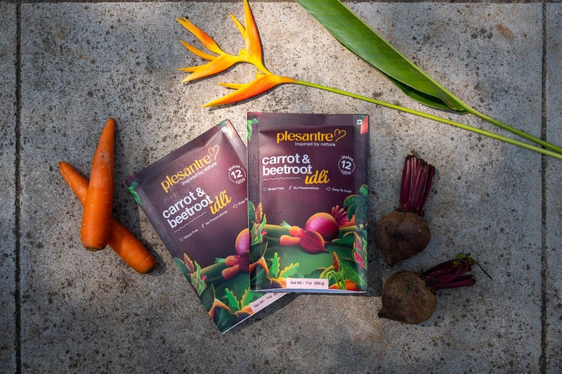 plesantre "Carrot & Beetroot Idli" Un-beet-able combo of nutrition and taste! Instant Ready to Cook Breakfast Idly Batter Premix - Red Rice, Wheat Free - 200g x Pack of 2, Makes 24 Idlies - Image 5