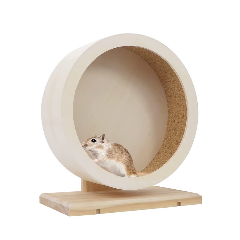 Small Pets Exercise Wheel Hamster Wooden Mute Running Spinner Wheel Play Toy for Rat Gerbil Mice Chinchillas Hedgehogs Guinea Pigs (M)