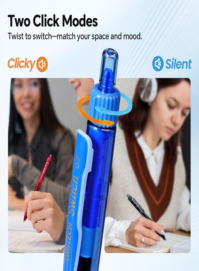 WRITECH Colored Gel Pens 0.7mm: Switch Silent Click Mode for Quiet or Click Feedback Smooth Writing Quick Dry Ink Medium Point for Note Taking Color Coding Journaling School Office Study - Image 2