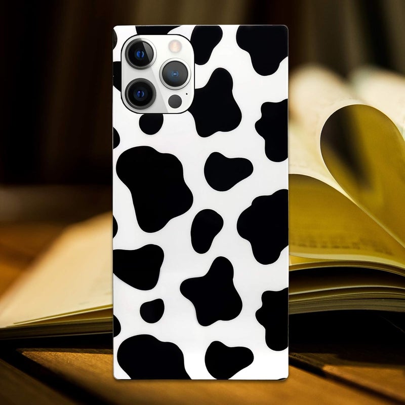 guppy Compatible with iPhone 15 Pro Max Cow Print Cute Pattern Design Hard PC Scratch-Proof Soft TPU Bumper Shock Absorption Anti-Drop Protective Black Slim Phone Cover for Men Women Girls - Image 2