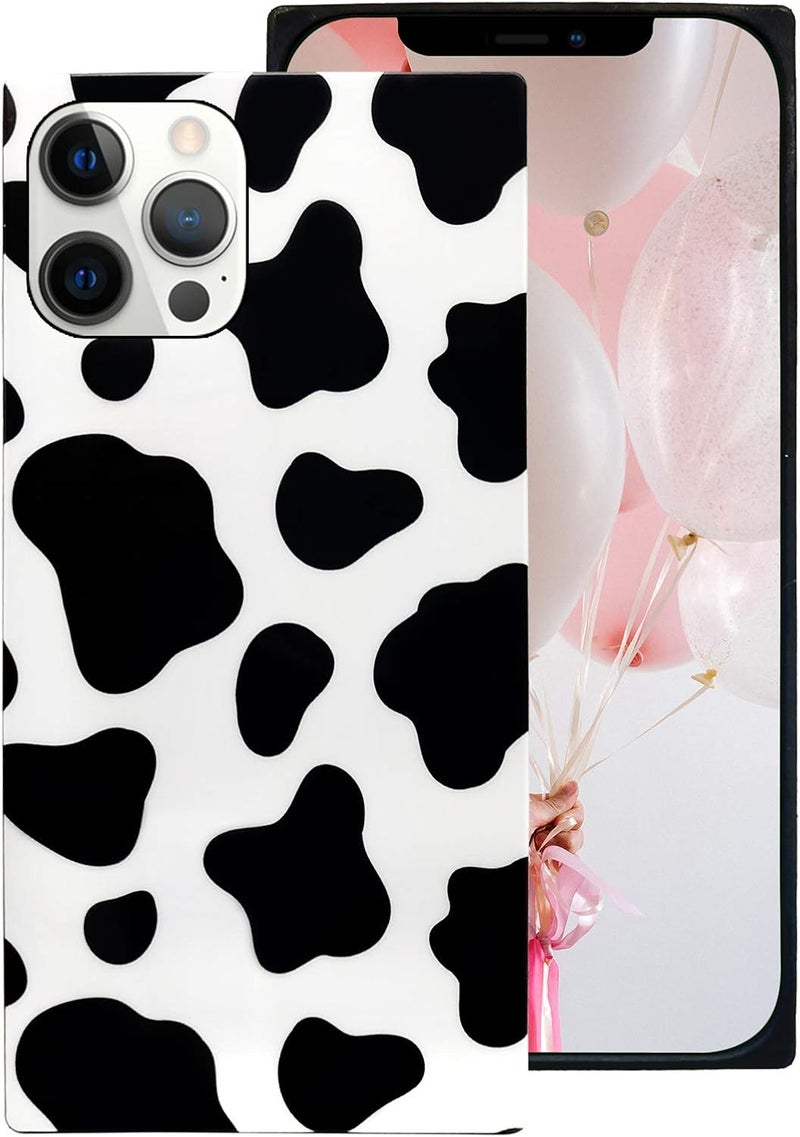 guppy Compatible with iPhone 15 Pro Max Cow Print Cute Pattern Design Hard PC Scratch-Proof Soft TPU Bumper Shock Absorption Anti-Drop Protective Black Slim Phone Cover for Men Women Girls - Image 1